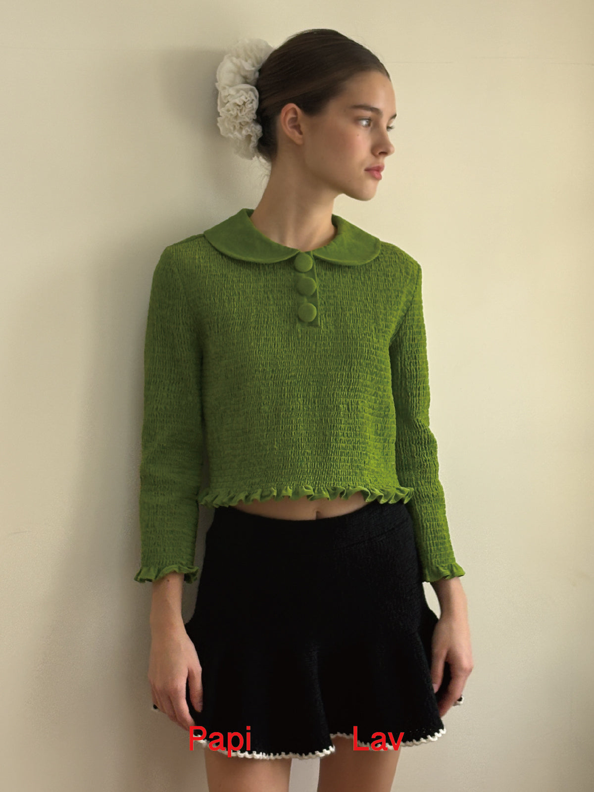 GREEN MATILDA POLO SMOCK TOP