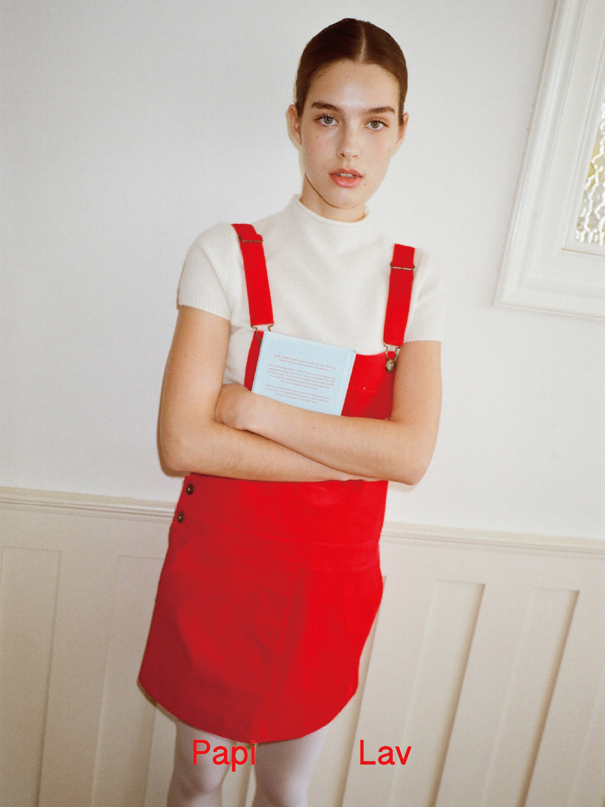 RED ZONE-OUT DUNGAREE DRESS