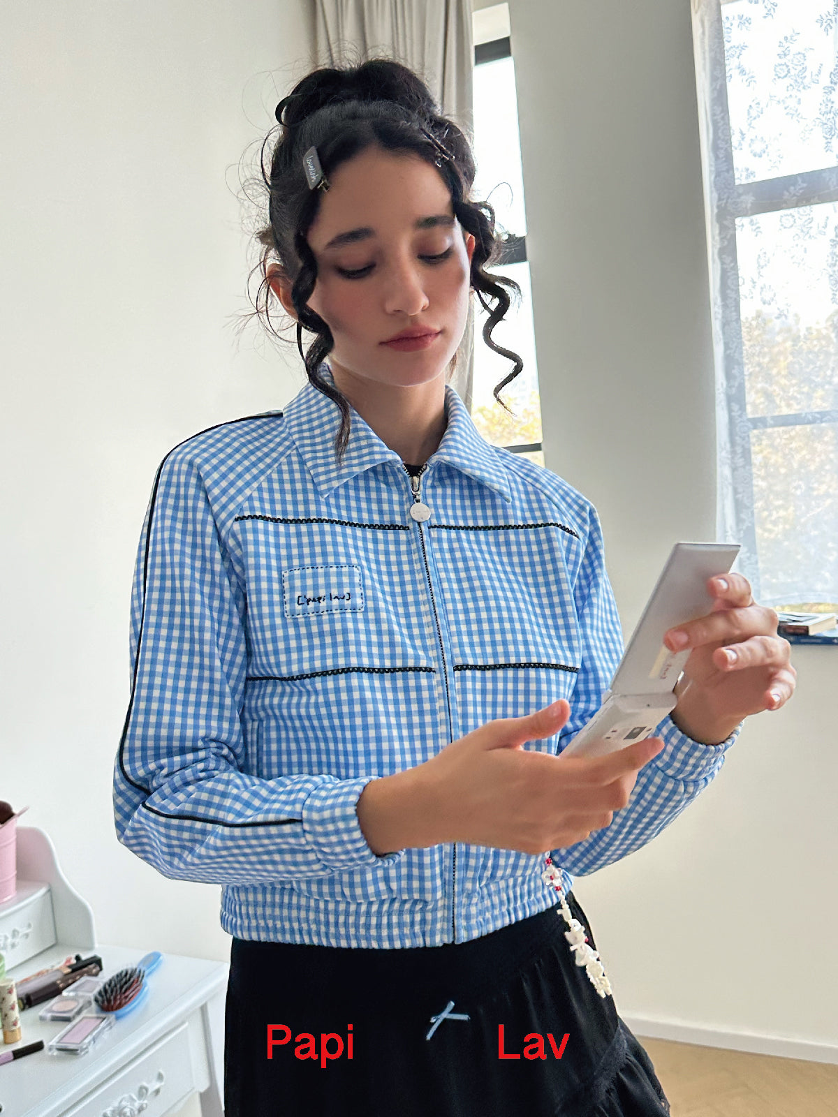 BLUE GINGHAM NEO JACKET