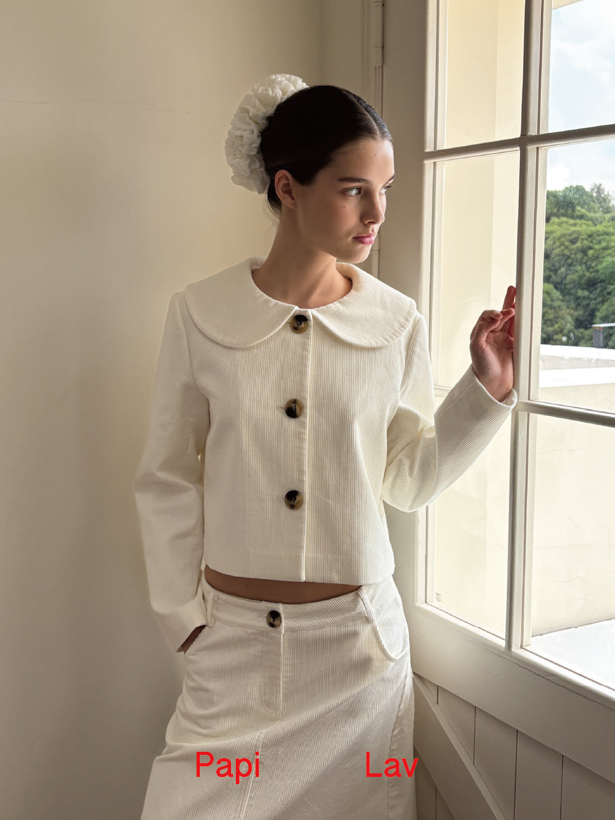 CREAM PHOEBE JACKET AND SKIRT