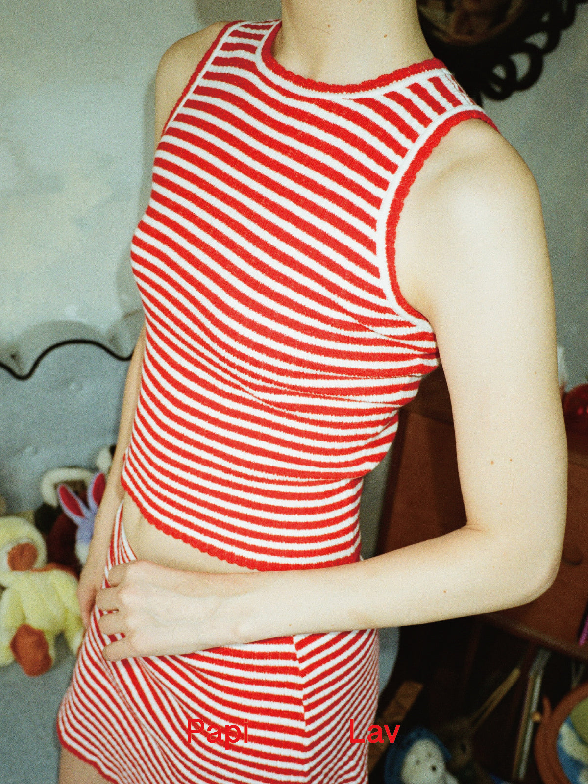 RED MIMI VEST AND MIMI MINI SKIRT