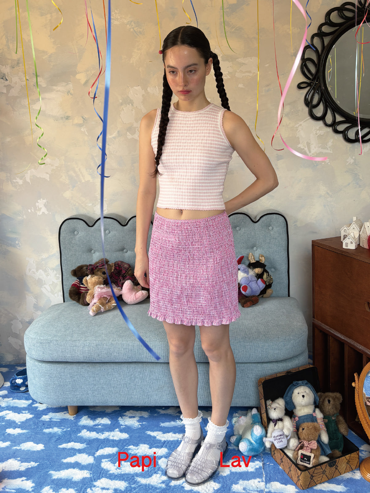 PINK CHECK KIKI SMOCK SKIRT