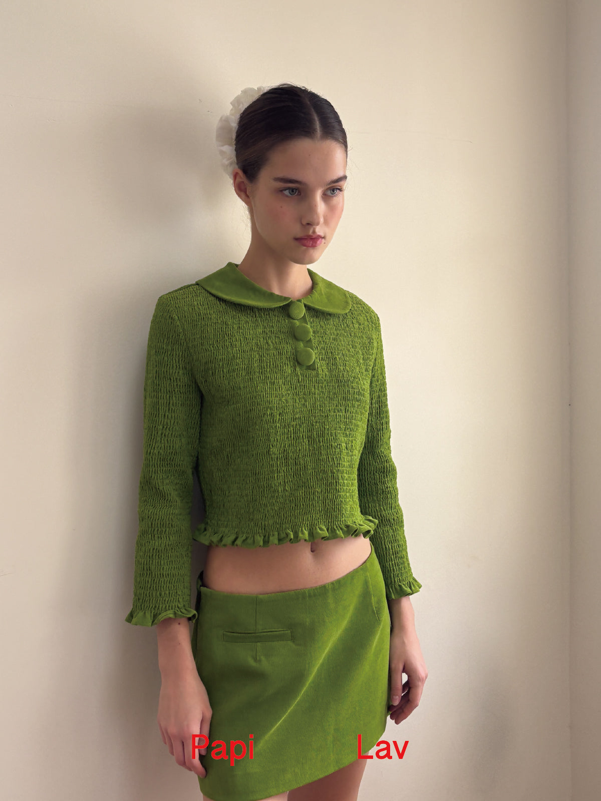 GREEN MATILDA POLO SMOCK TOP