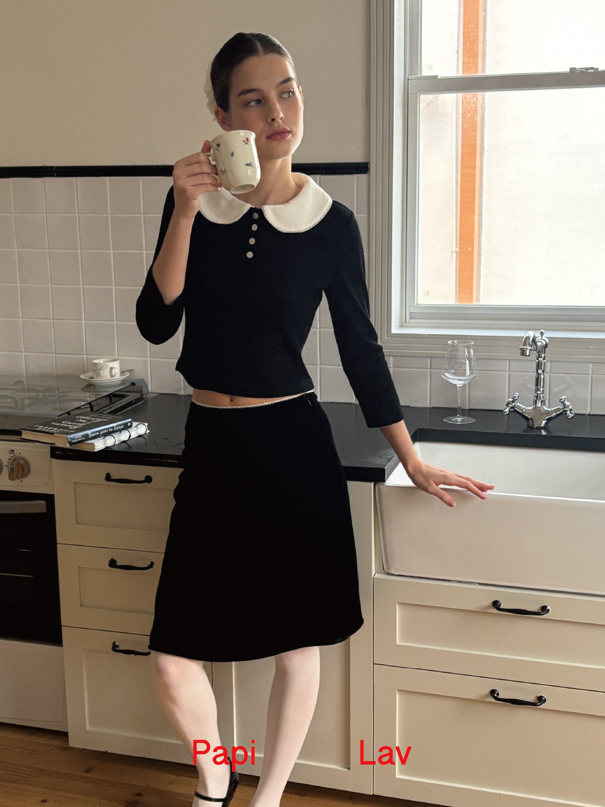 BLACK PHOEBE VELVET SKIRT