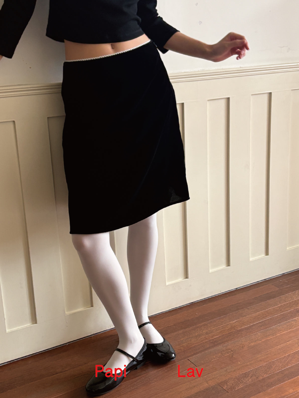 BLACK PHOEBE VELVET SKIRT