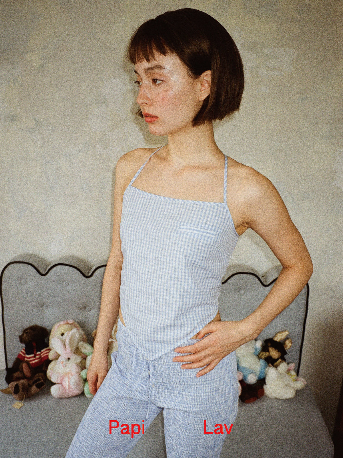 BLUE GINGHAM BABY TOP