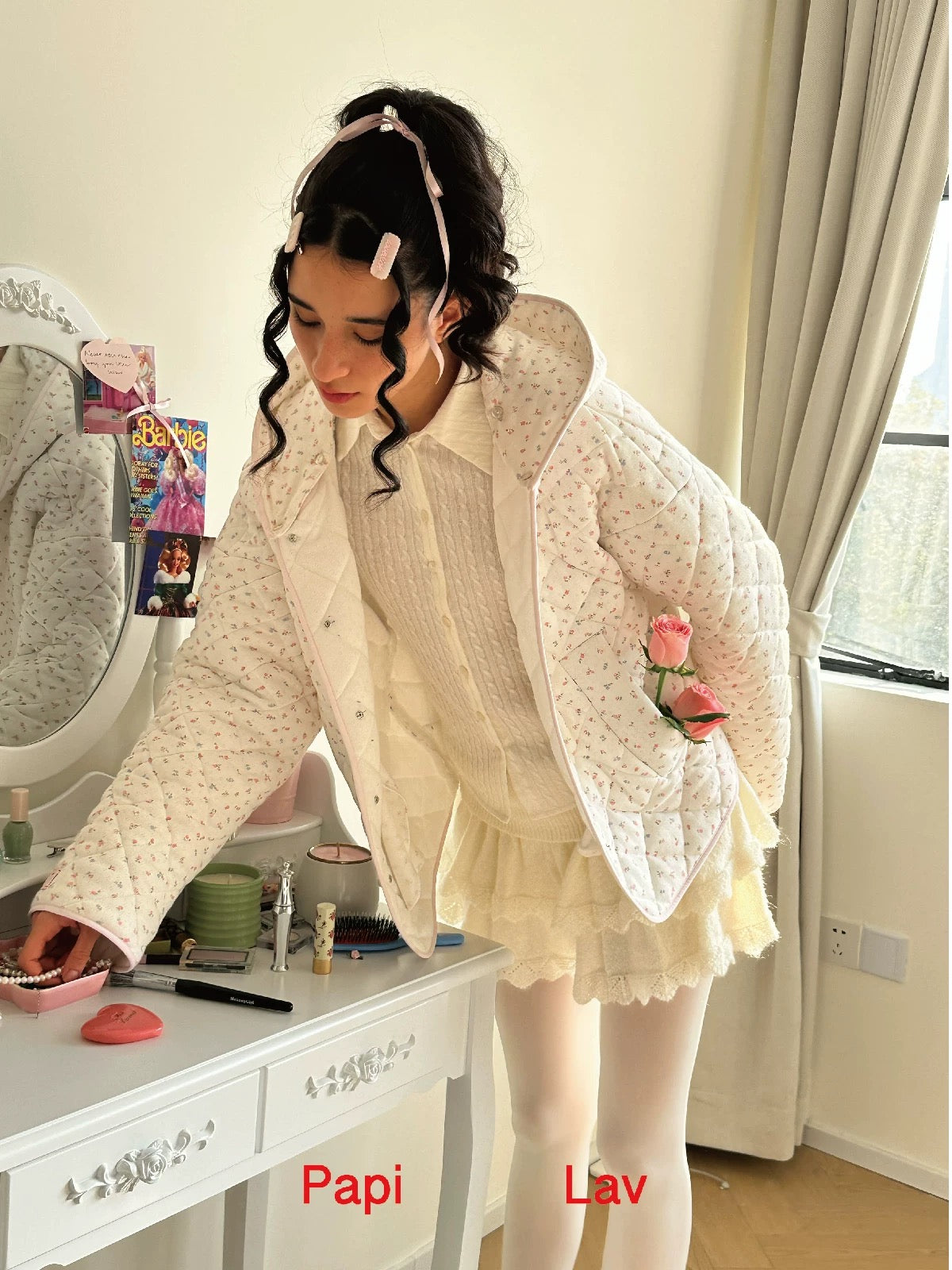 RED FLORAL MEIN MEIN QUILT COAT