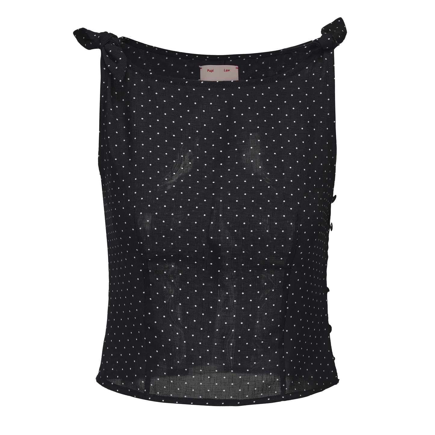 NAVY POLKA DOT ROSY TOP
