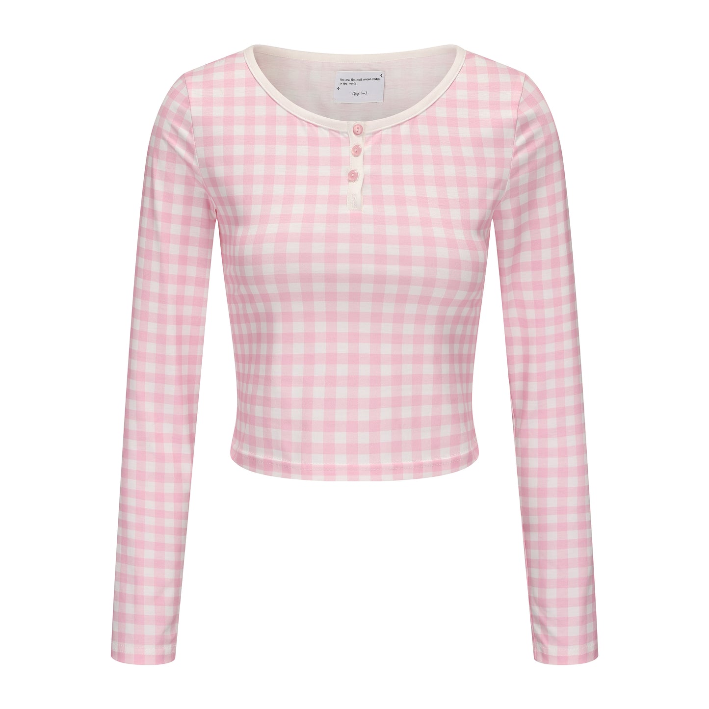 PINK GINGHAM BOOKWORM LONG SLEEVE TOP