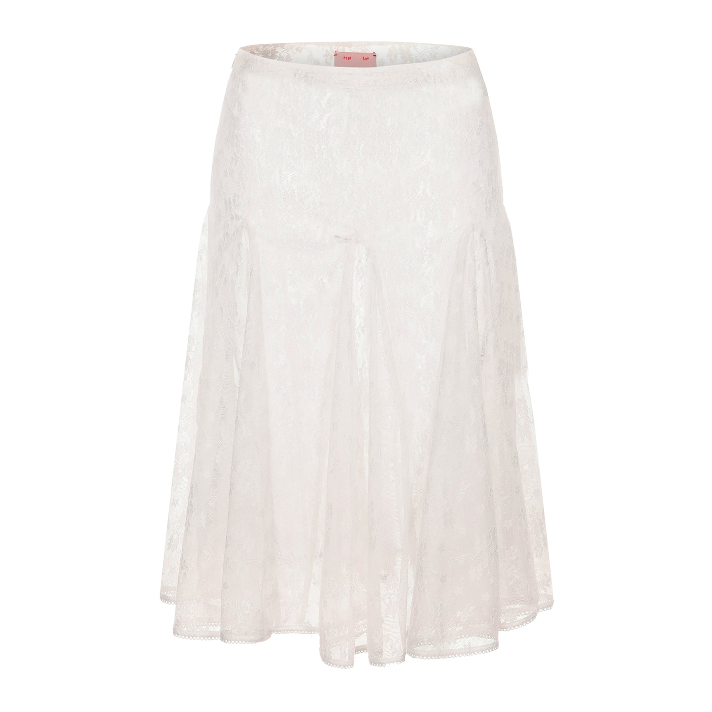 WHITE LACE GHOSTING FLARED SKIRT