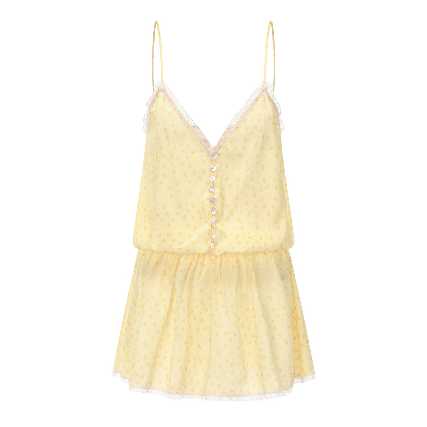 YELLOW FLORAL PRINT FIZZLING DRESS