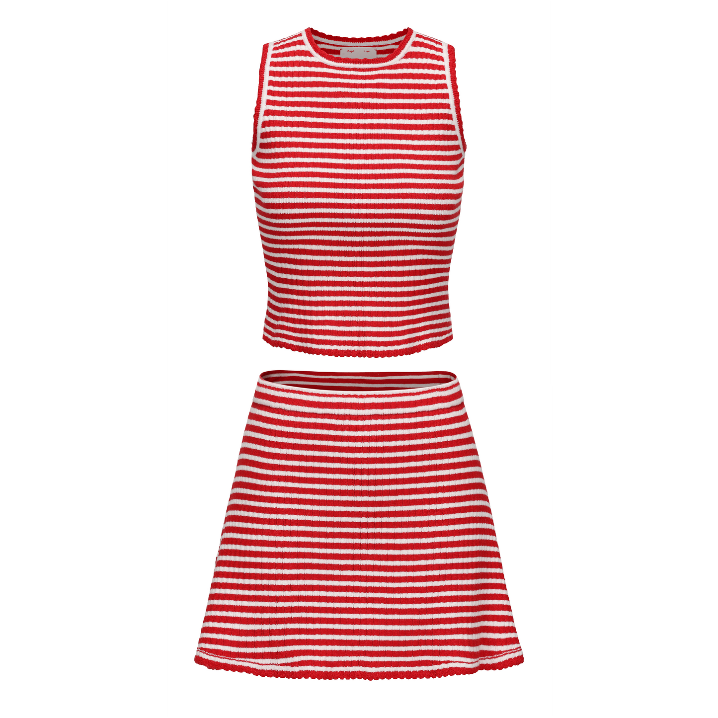 RED MIMI VEST AND MIMI MINI SKIRT