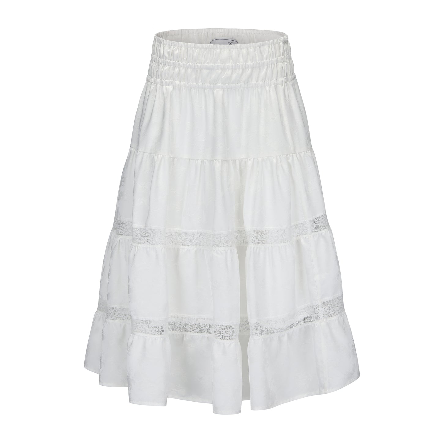 WHITE JACQUARD LOVIE MIDI SKIRT