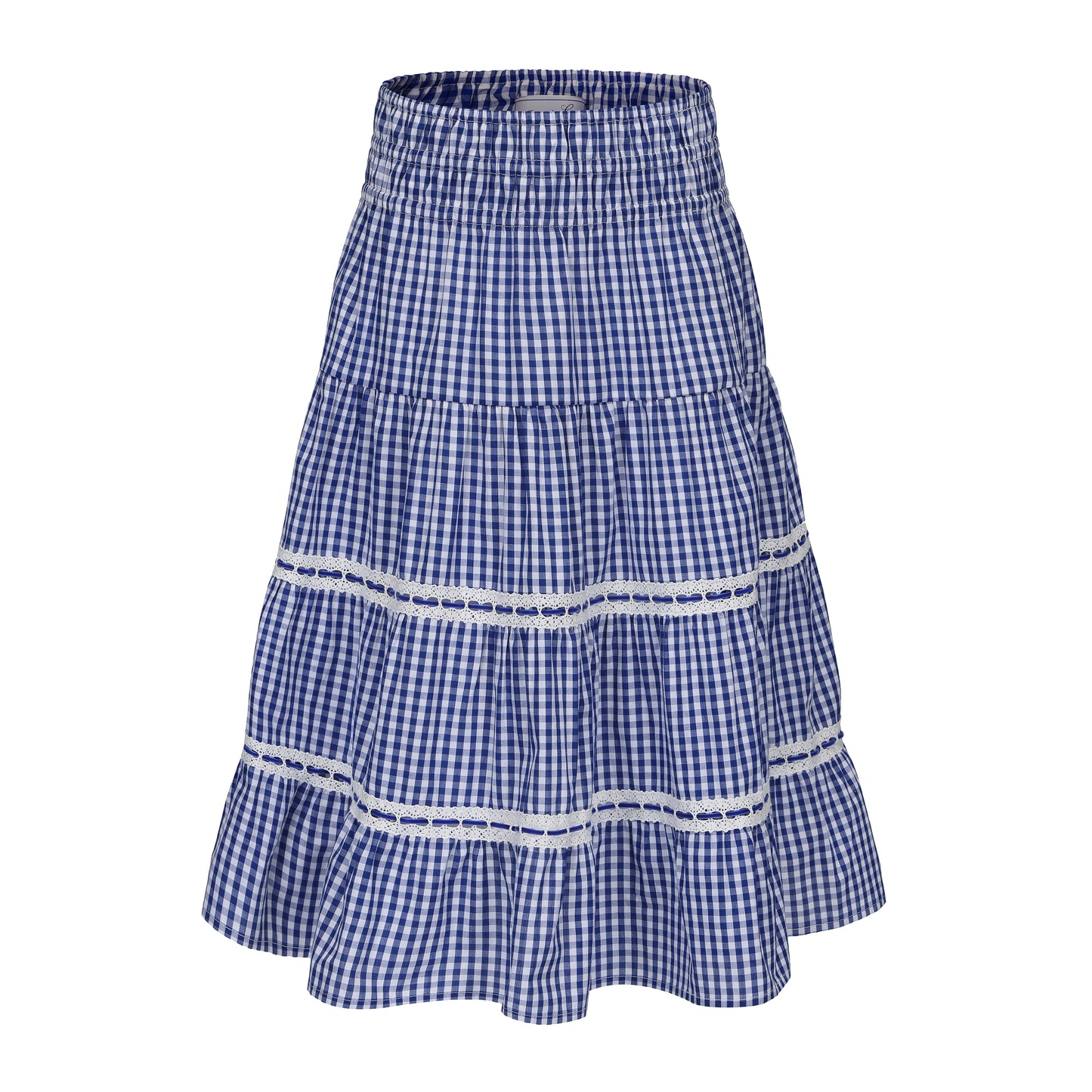 BLUE GINGHAM LOVIE MIDI SKIRT