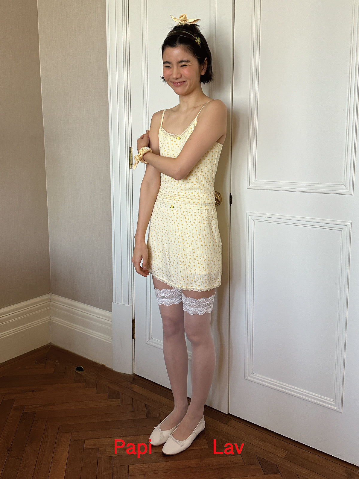 YELLOW FLORAL PRINT CHATTER-BOX SKIRT