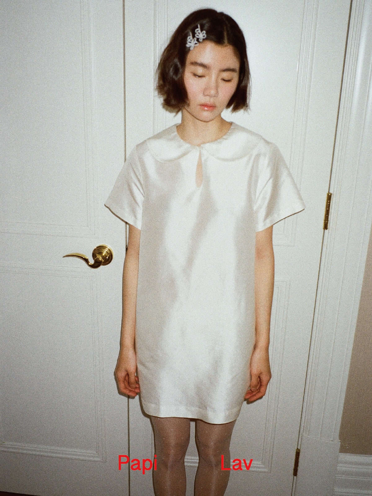 WHITE CRUSH SHIRT DRESS