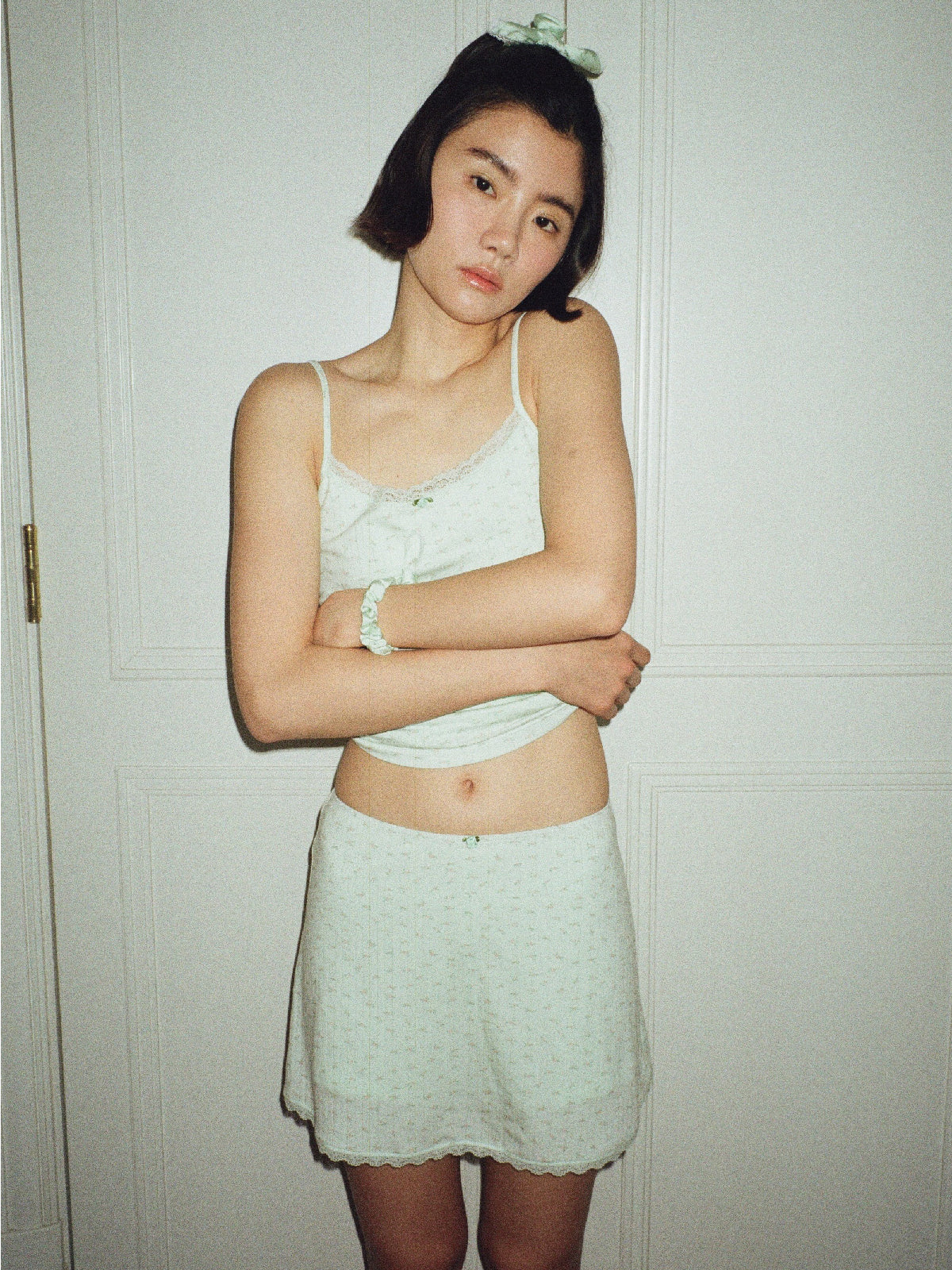 GREEN FLORAL PRINT CHATTER-BOX SKIRT