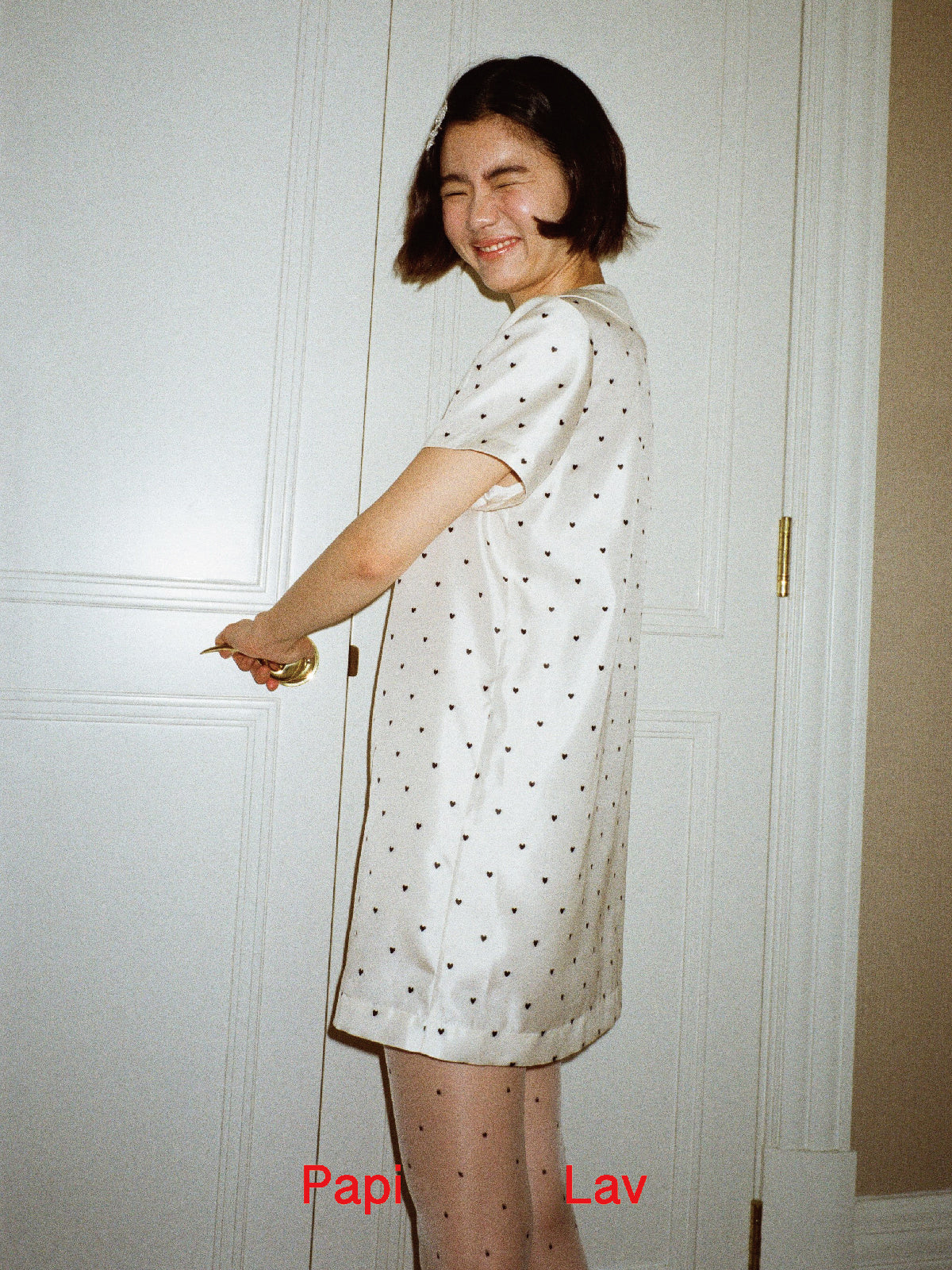 HEART POLKA DOT CRUSH SHIRT DRESS