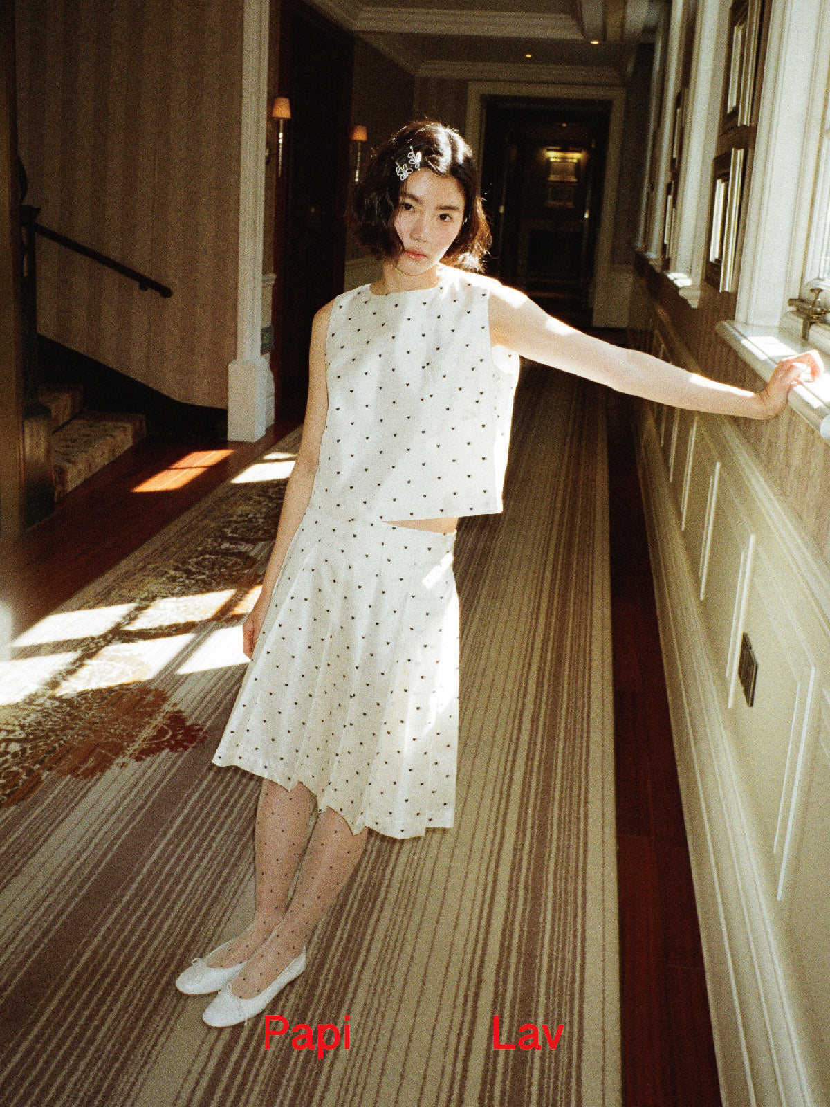 HEART POLKA DOT NINI PLEATED SKIRT