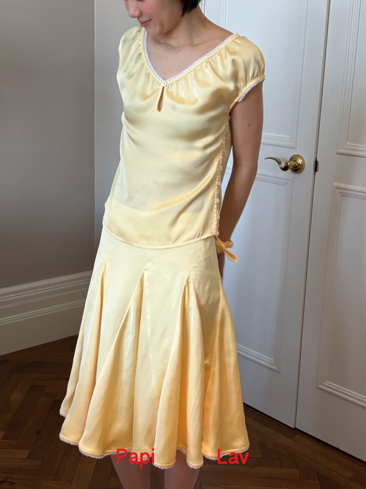 YELLOW GHOSTING FLARED SKIRT