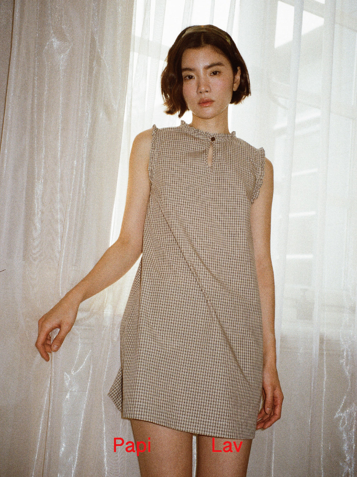 KHAKI CHECK LILI DRESS