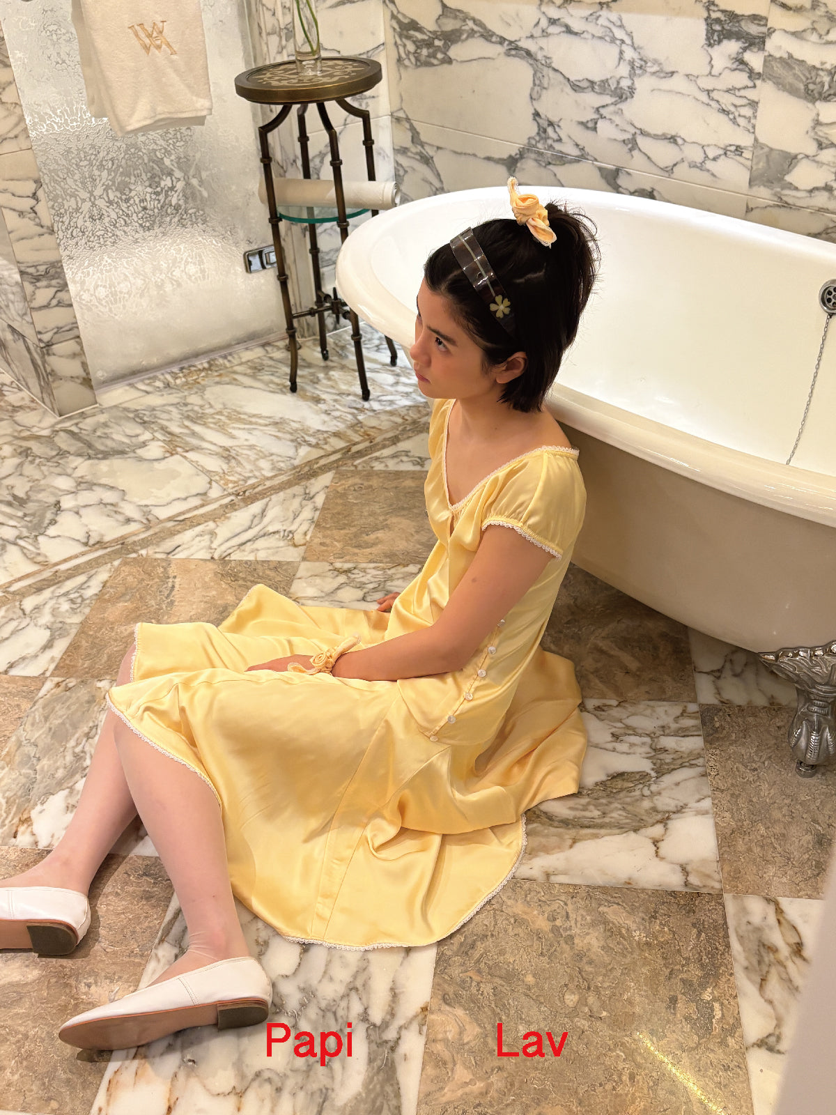 YELLOW GHOSTING FLARED SKIRT