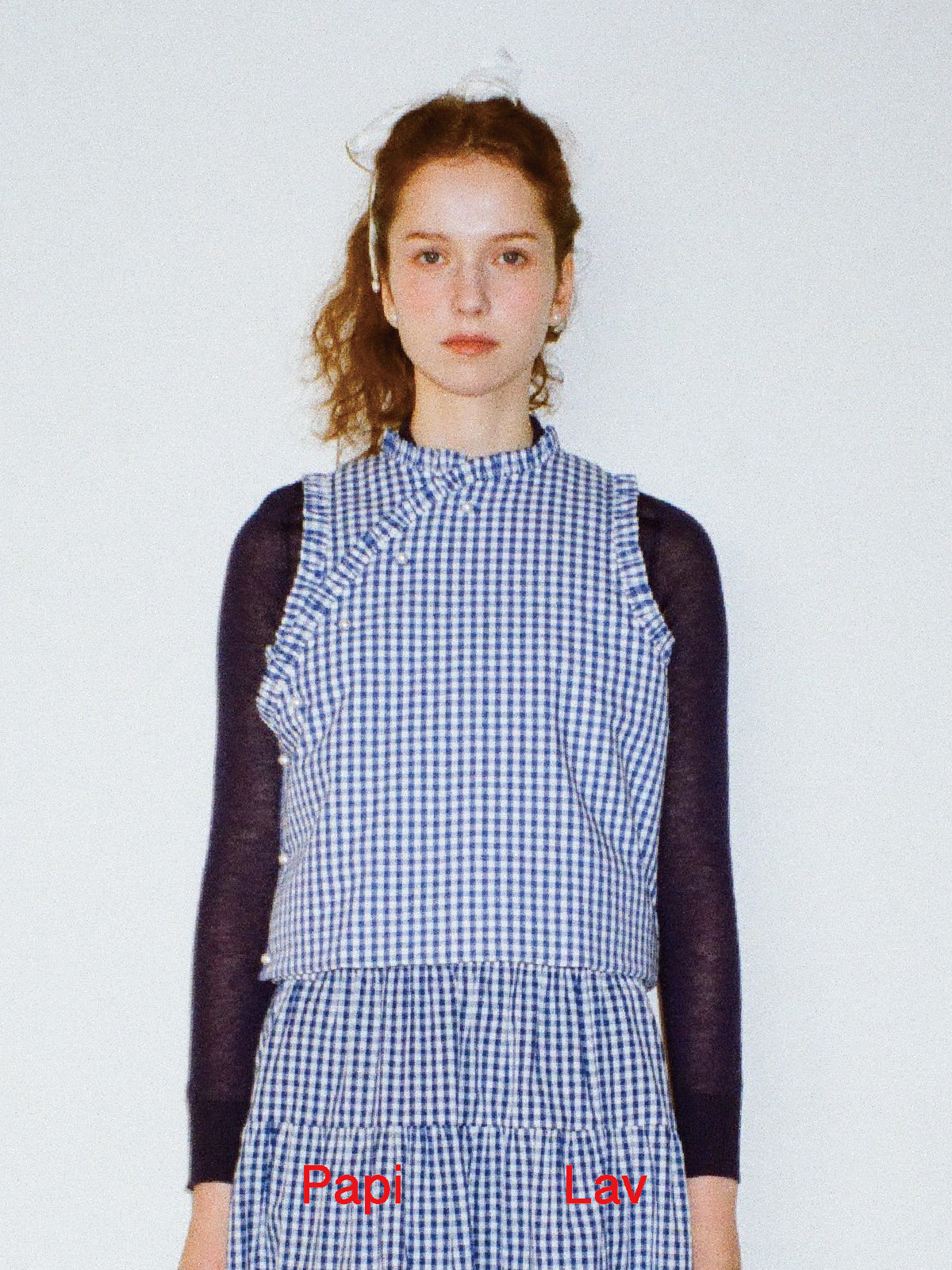 BLUE GINGHAM NAINAI VEST