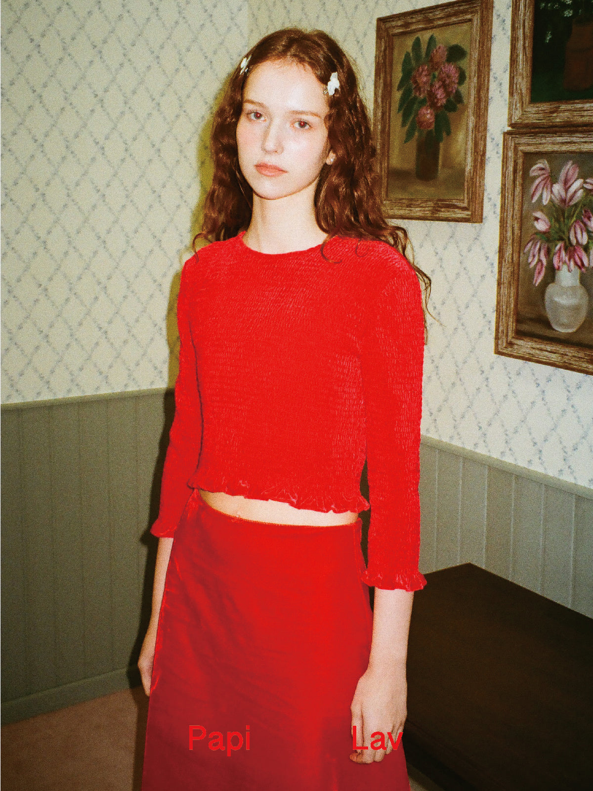 RED MONICA SMOCK TOP
