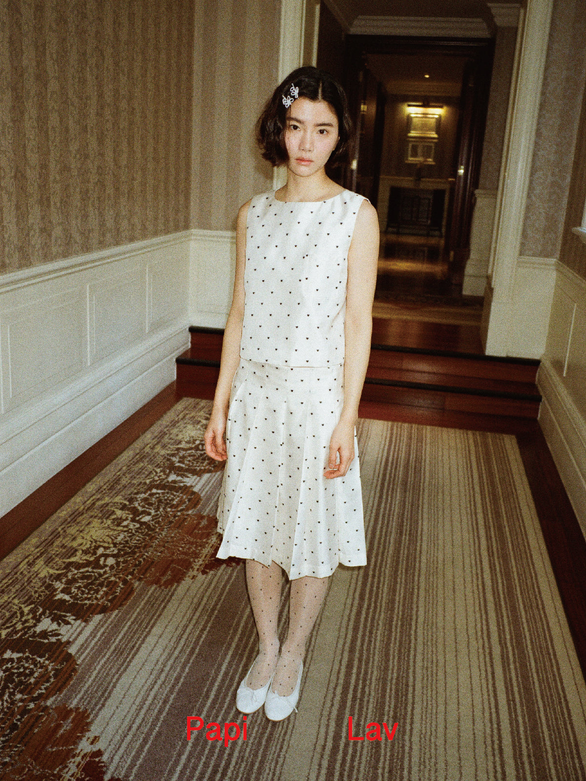 HEART POLKA DOT NINI PLEATED SKIRT