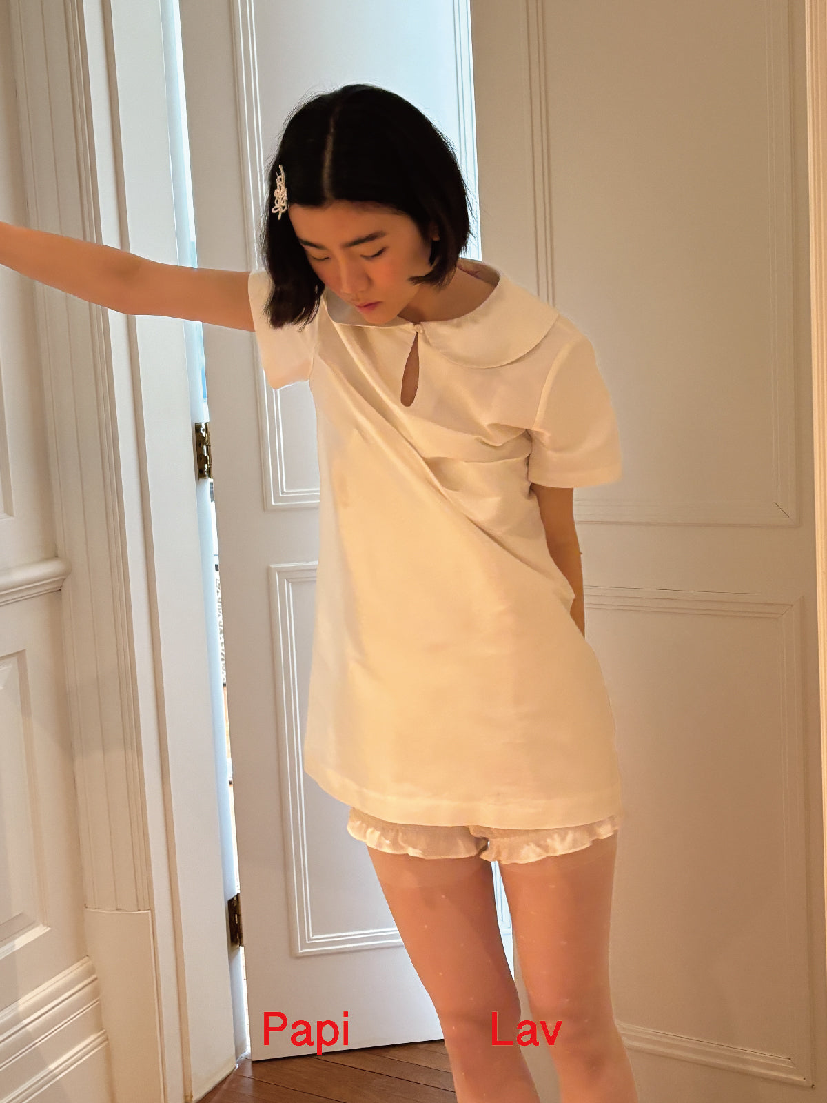 WHITE CRUSH SHIRT DRESS