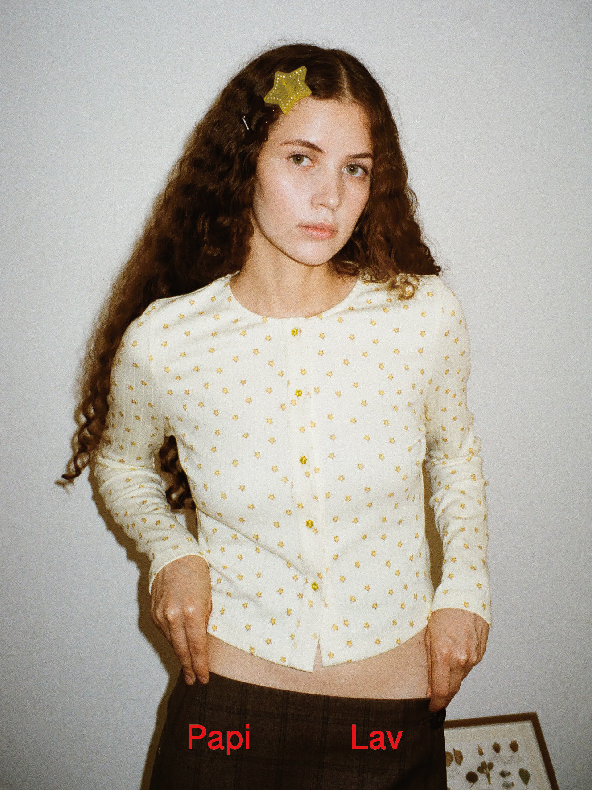 YELLOW STAR PRINT SHYNESS CARDIGAN
