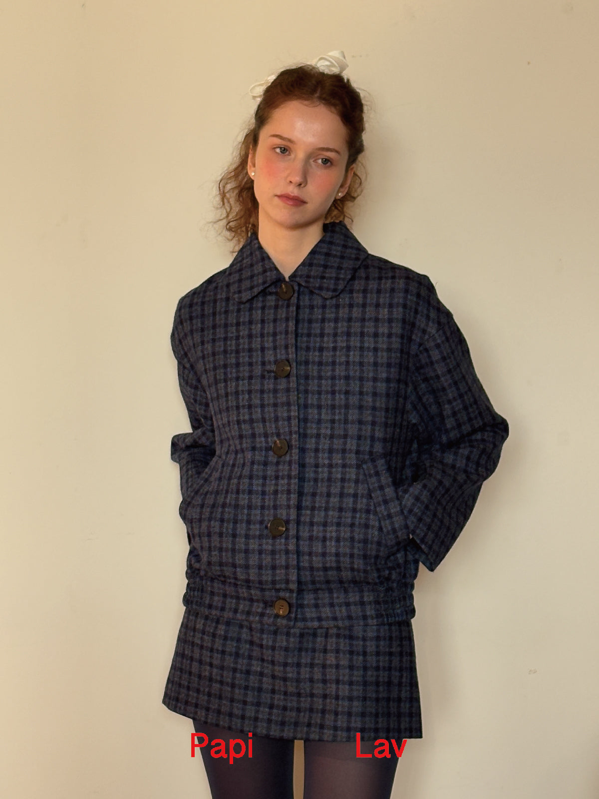 BLUE CHECK WARMY JACKET