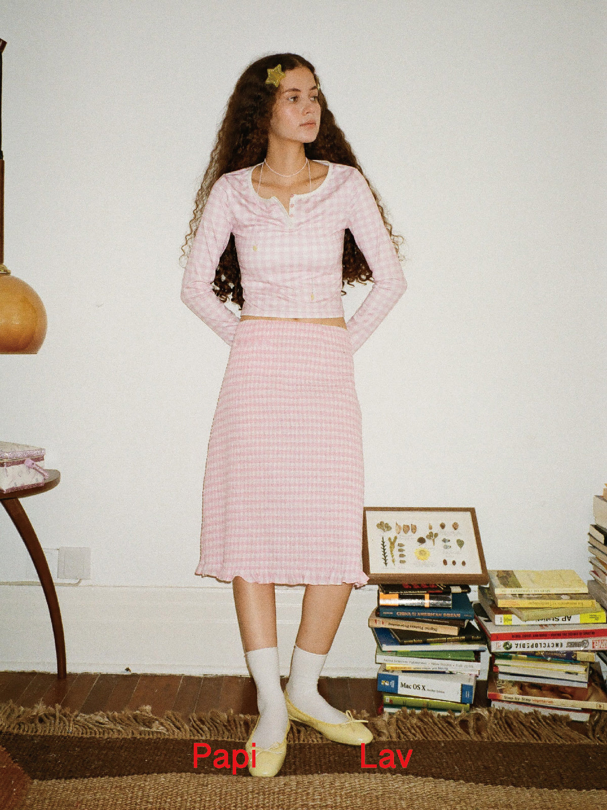 PINK GINGHAM BOOKWORM LONG SLEEVE TOP