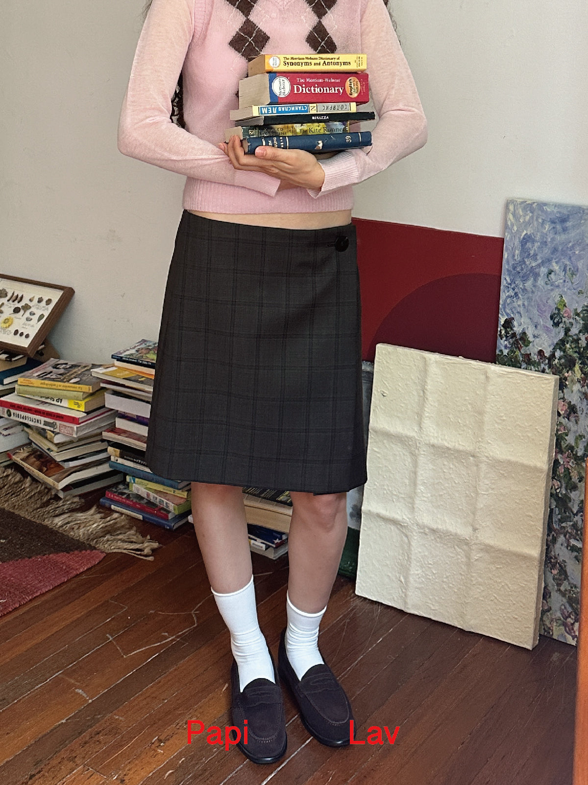 BROWN CHECK FEELING-SAFE SKIRT