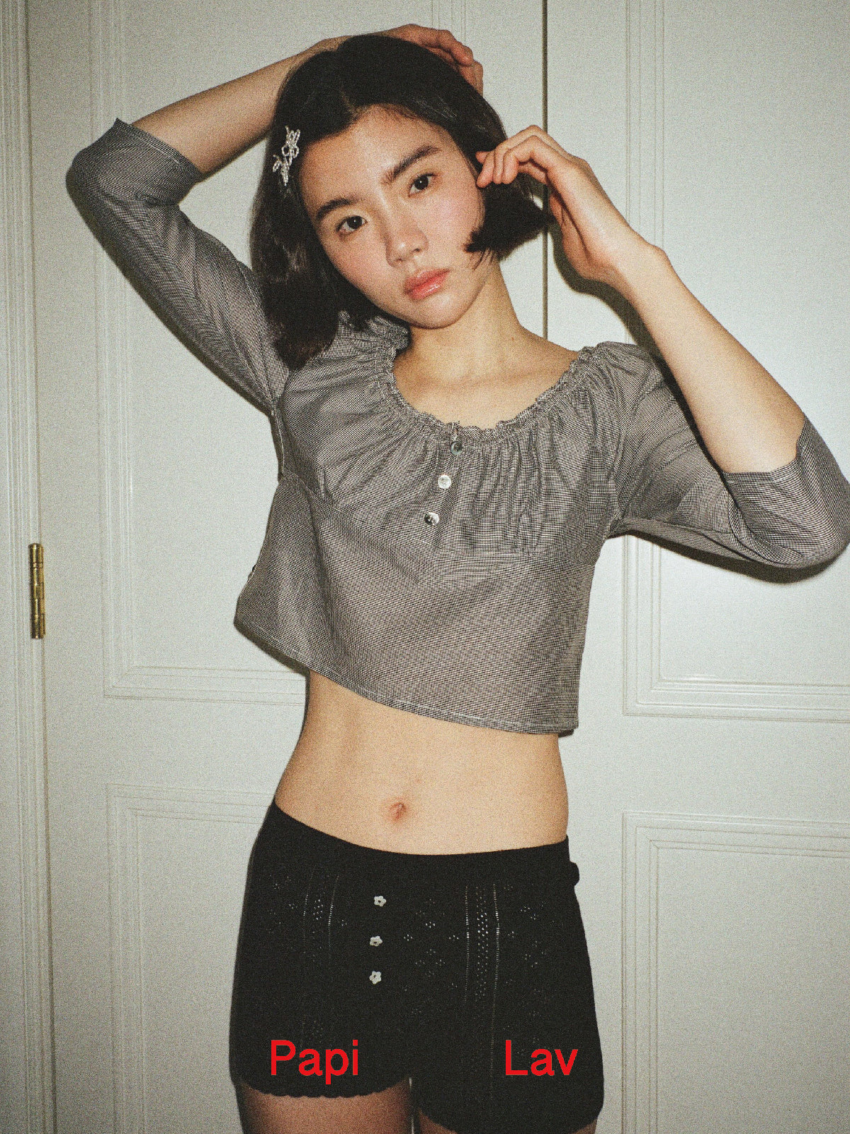 BLACK GINGHAM JESSICA TOP