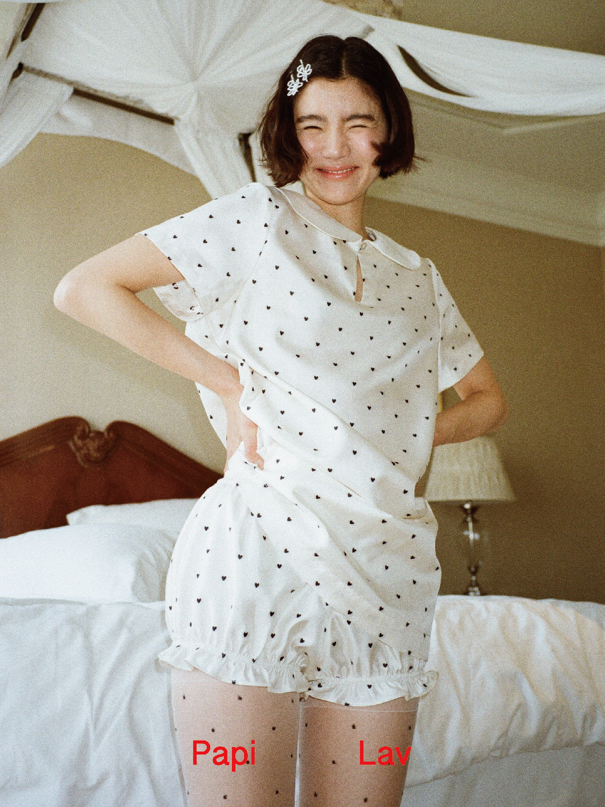 HEART POLKA DOT CRUSH SHIRT DRESS