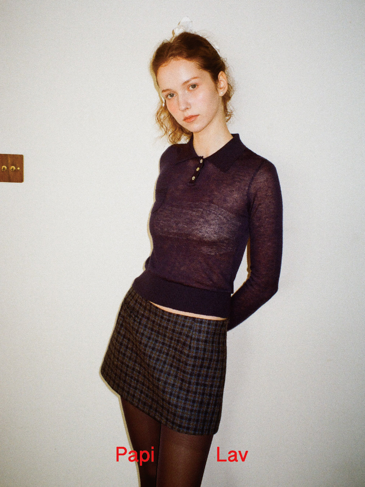 BLUE CHECK HAPPY MINI SKIRT