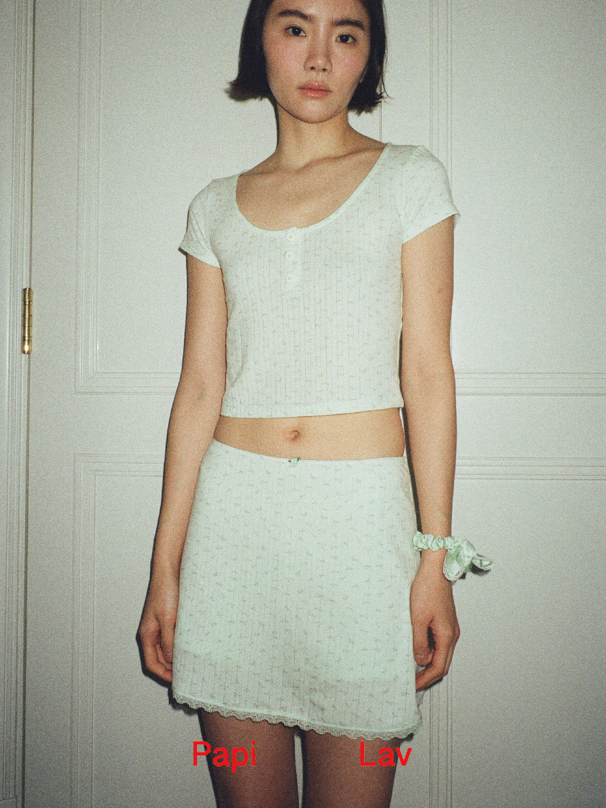 GREEN FLORAL PRINT CHATTER-BOX SKIRT