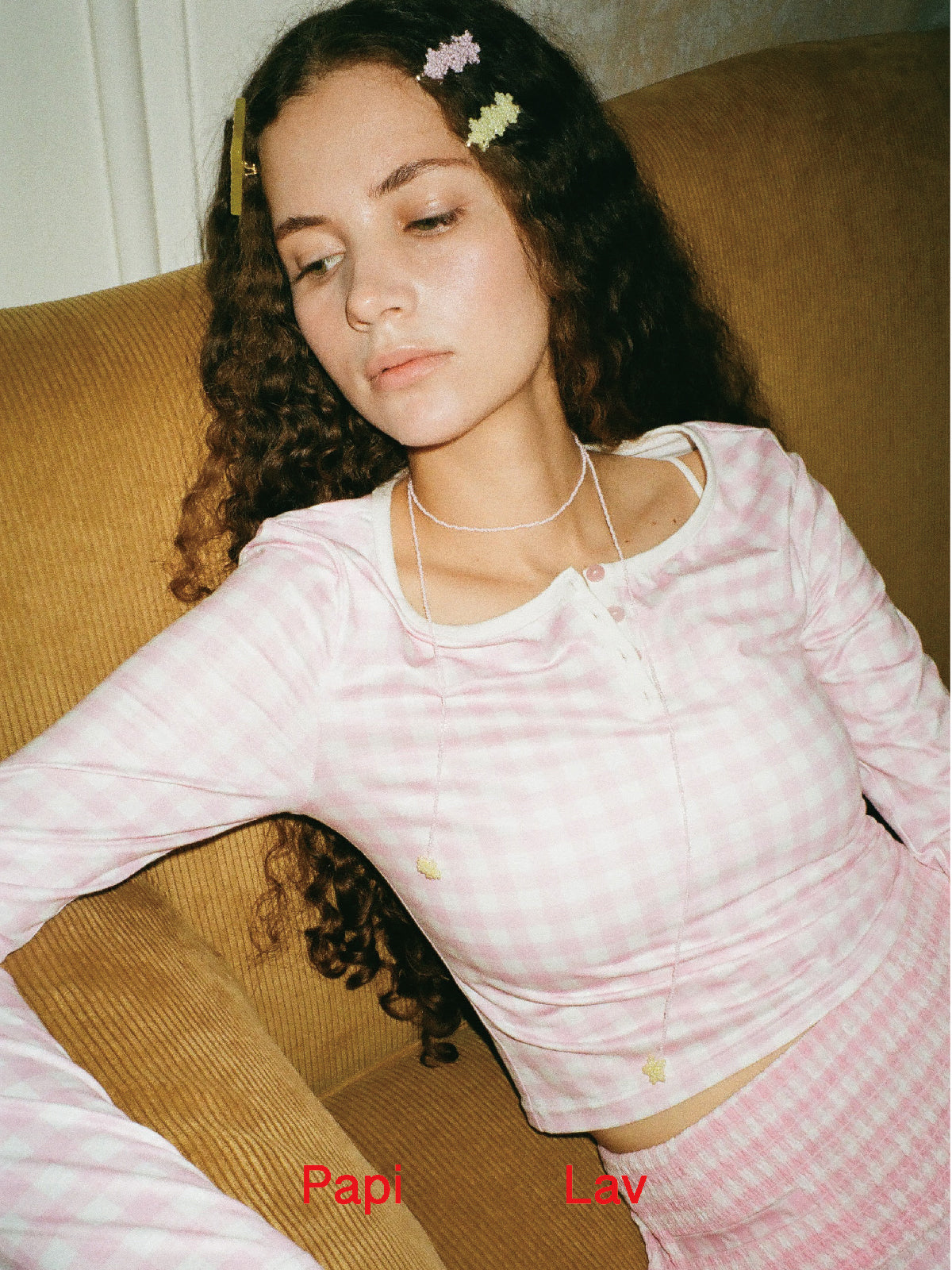 PINK GINGHAM BOOKWORM LONG SLEEVE TOP