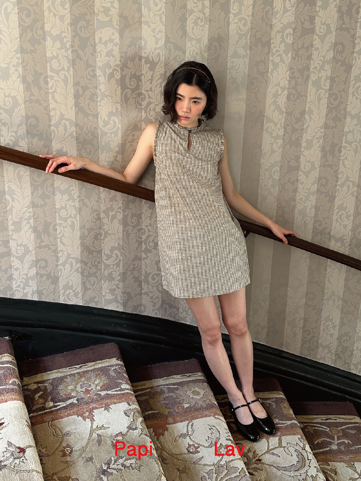 KHAKI CHECK LILI DRESS