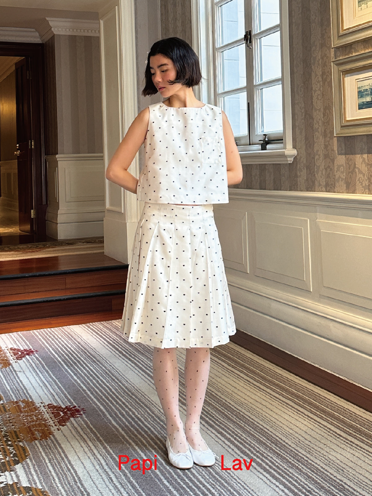 HEART POLKA DOT NINI PLEATED SKIRT