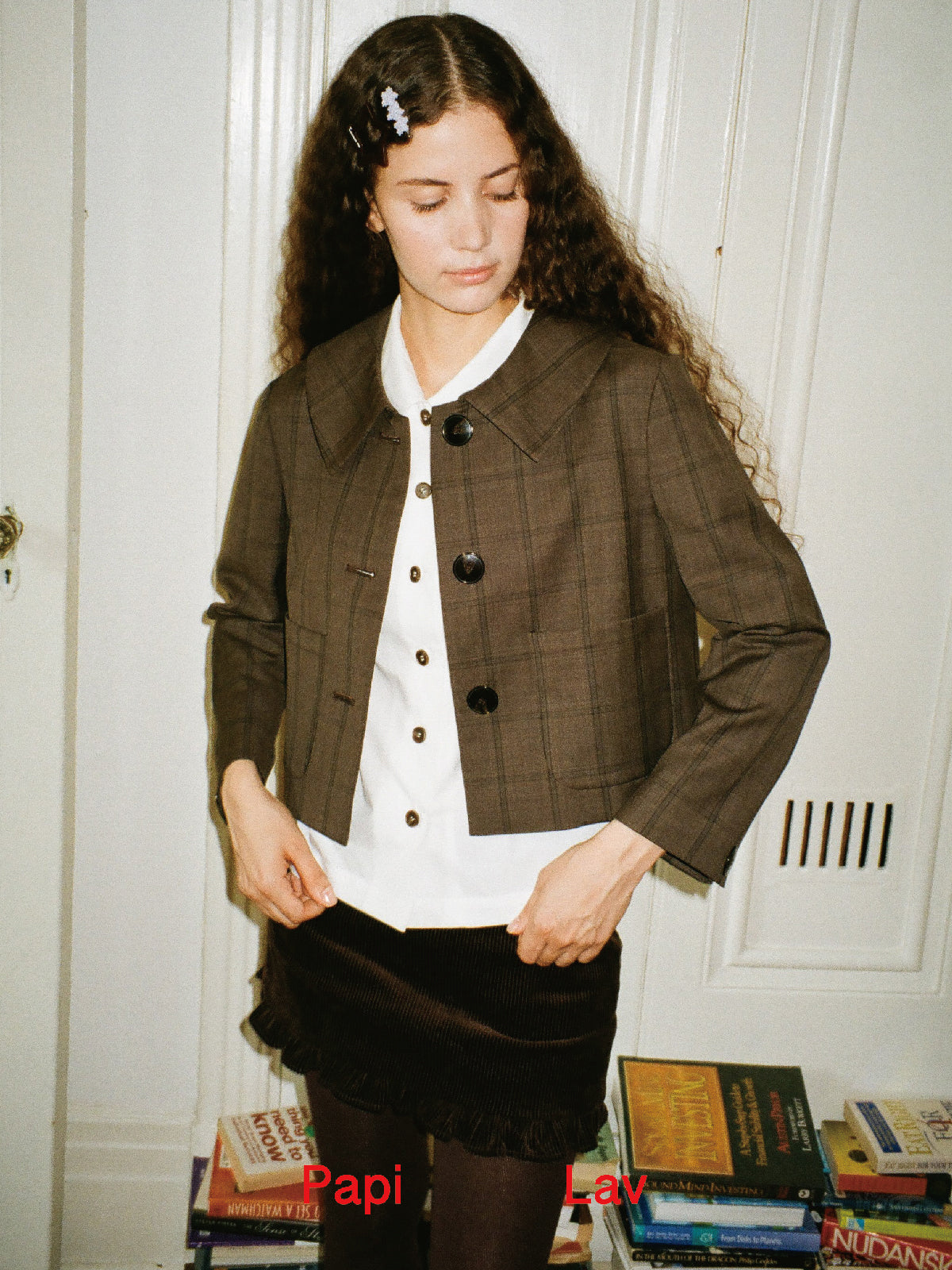 BROWN CHECK JULIE BLAZER