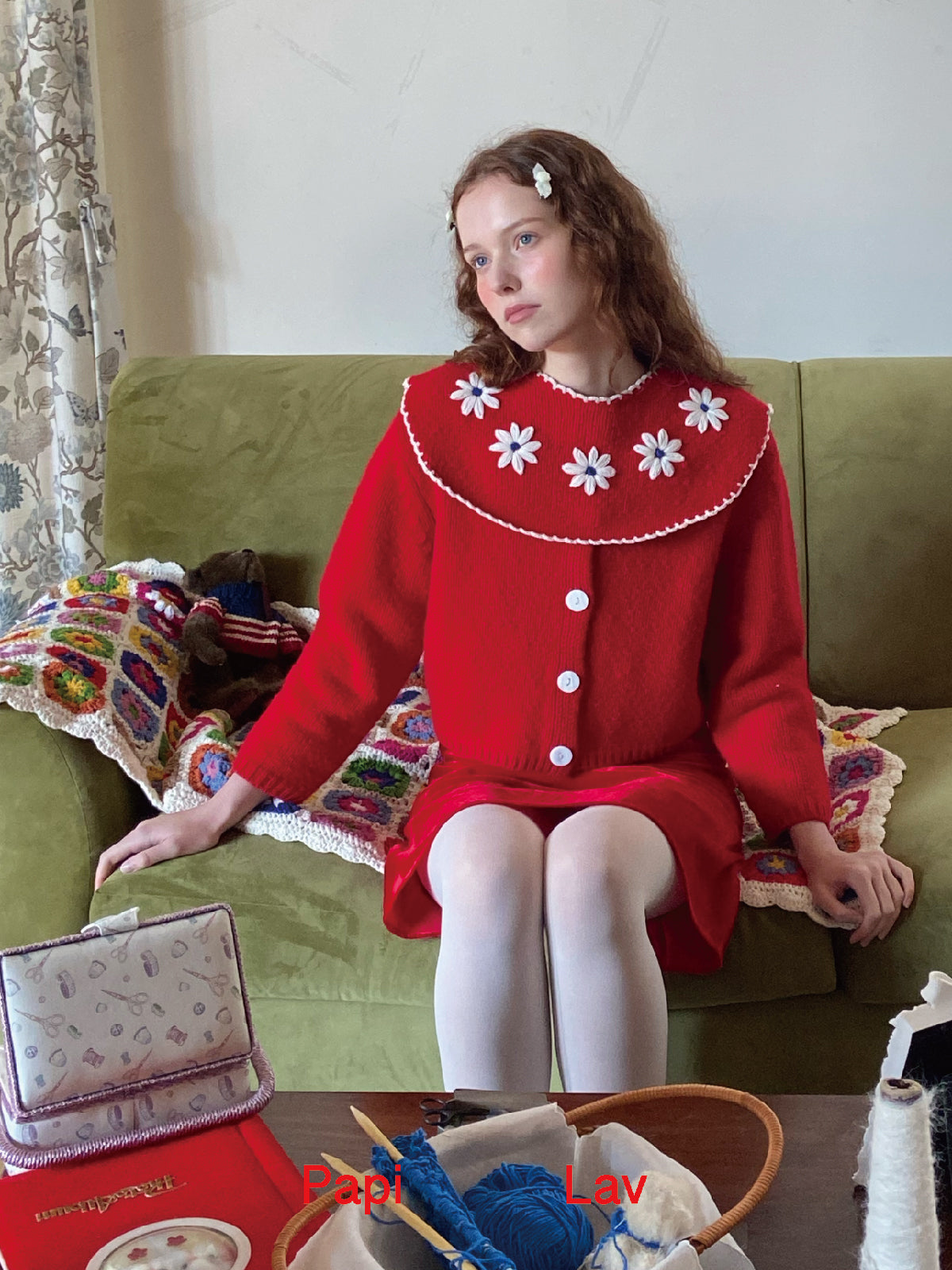 RED GRANNY CARDIGAN