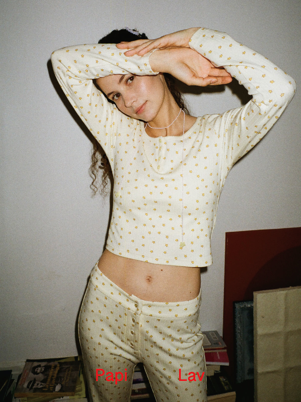 YELLOW STAR PRINT BOOKWORM LONG SLEEVE TOP