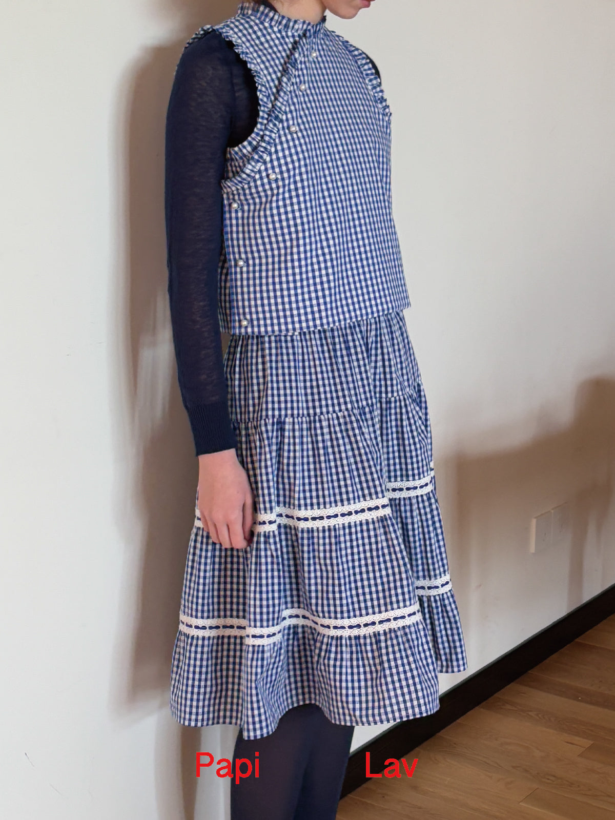 BLUE GINGHAM NAINAI VEST