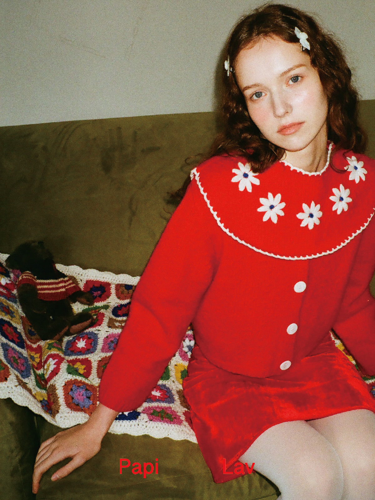 RED GRANNY CARDIGAN