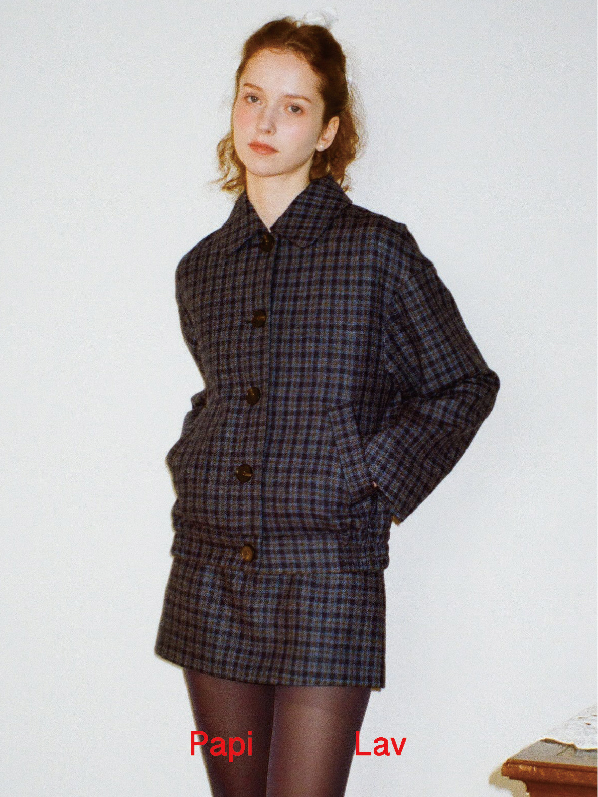 BLUE CHECK HAPPY MINI SKIRT