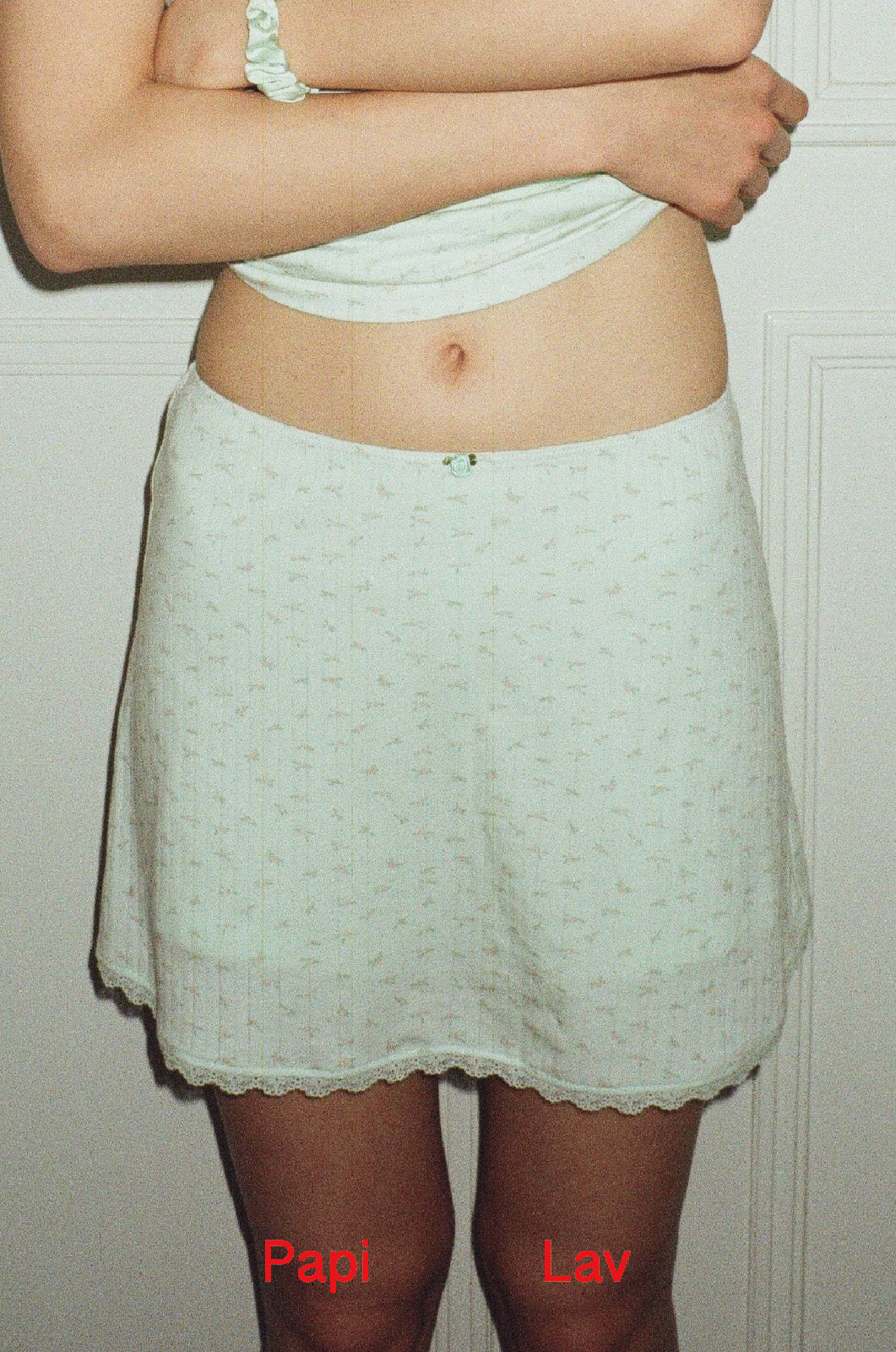 GREEN FLORAL PRINT CHATTER-BOX SKIRT