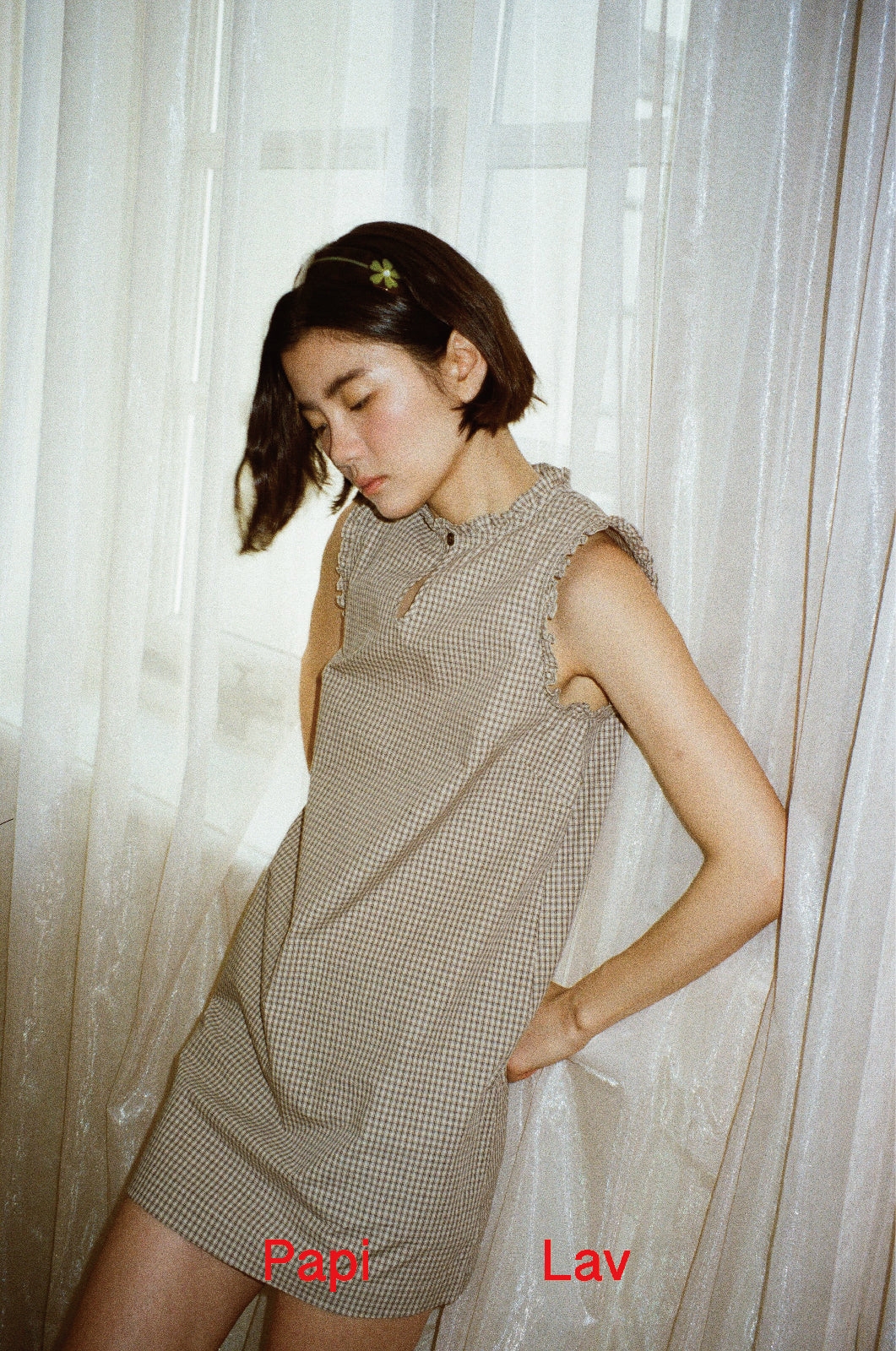 KHAKI CHECK LILI DRESS