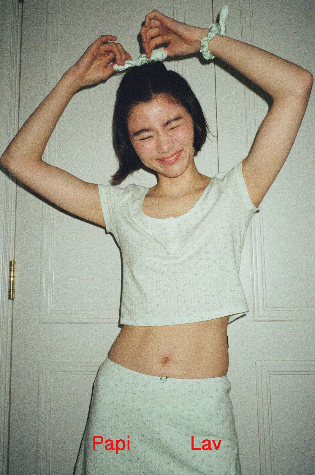 GREEN FLORAL PRINT CHATTER-BOX TOP